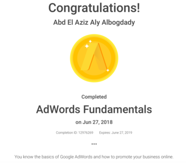 Aziz_Google_Cert_AdWords Fundamentals